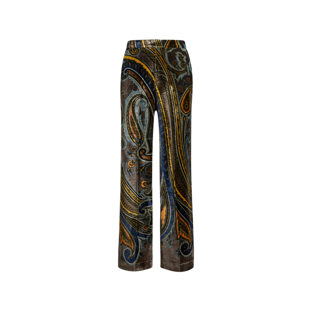 Etro Straight-leg Velvet Trousers With Paisley Motif