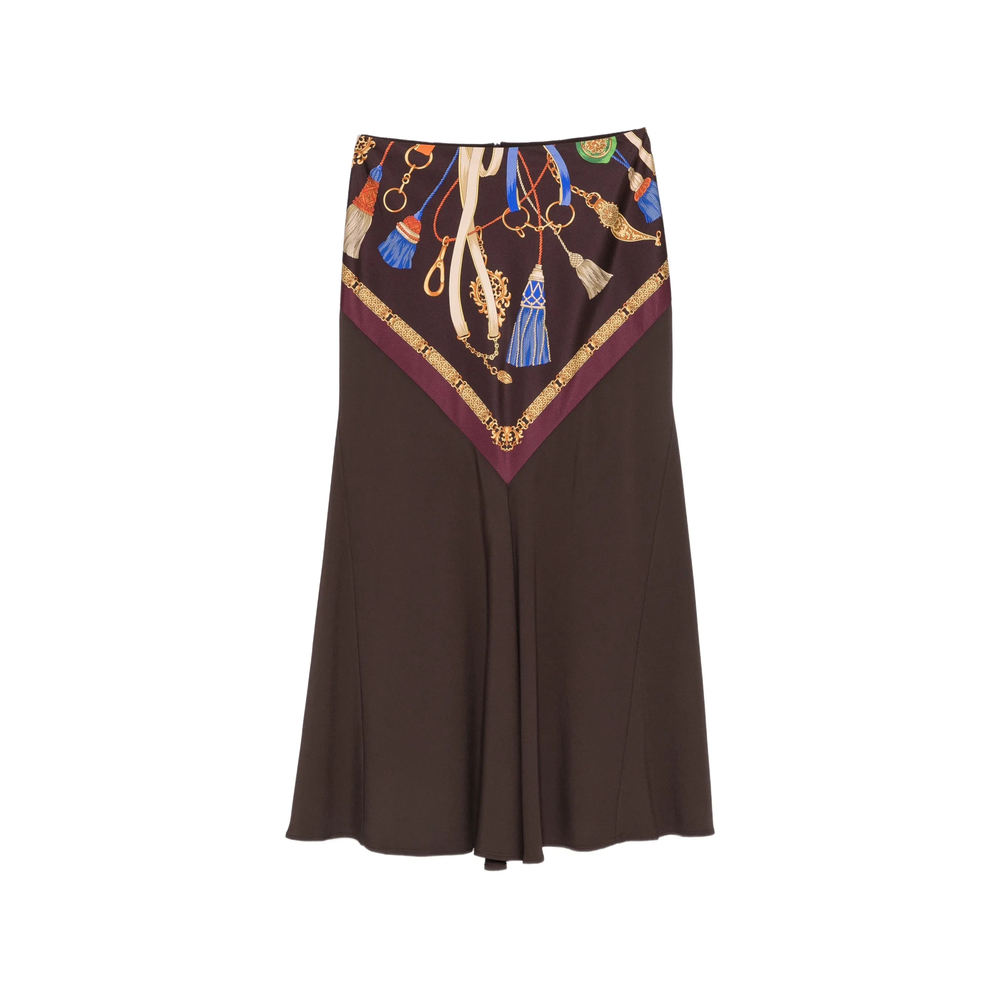 Tassel-Print Flared Midi