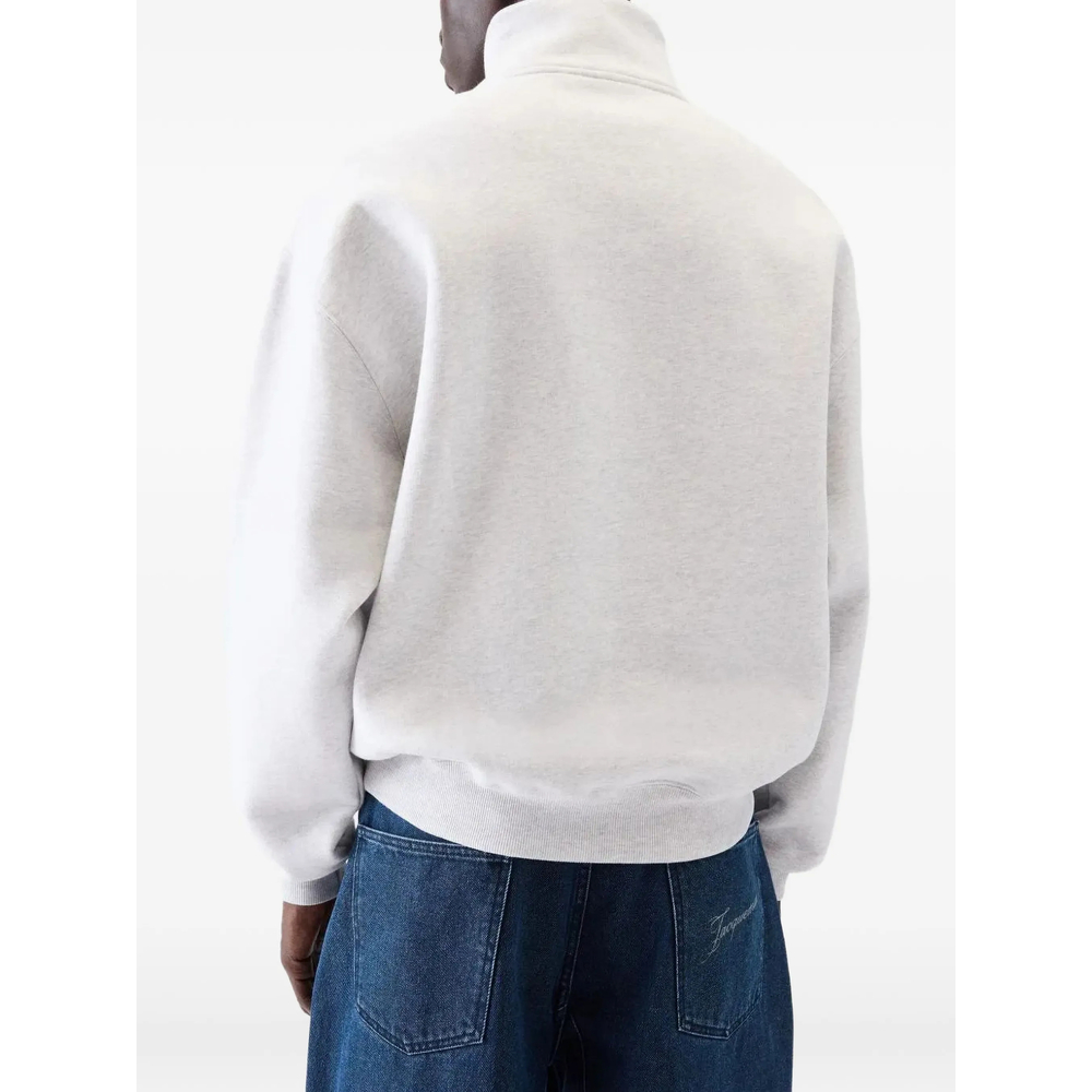 Gros Grain Zip-Up Cotton Sweatshirt