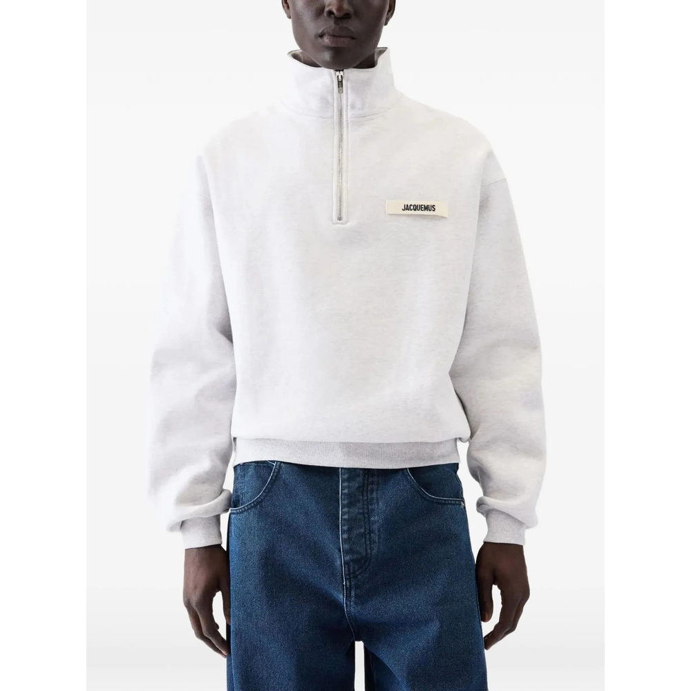 Gros Grain Zip-Up Cotton Sweatshirt