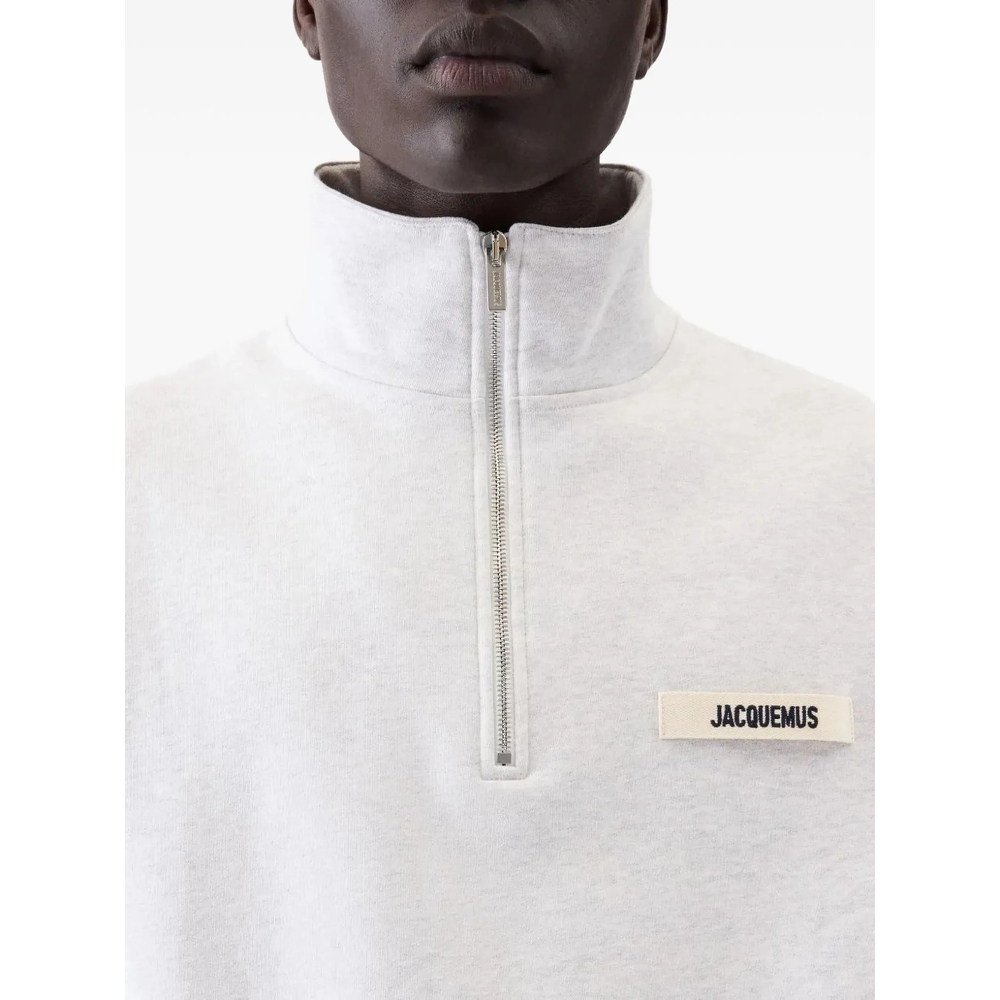 Gros Grain Zip-Up Cotton Sweatshirt