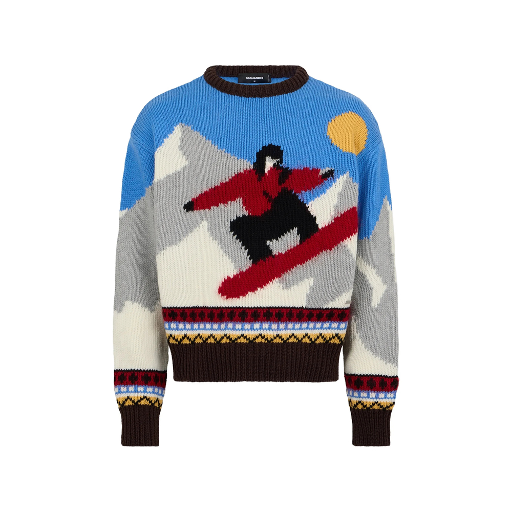 Snowy Dream Intarsia-Knit Sweater