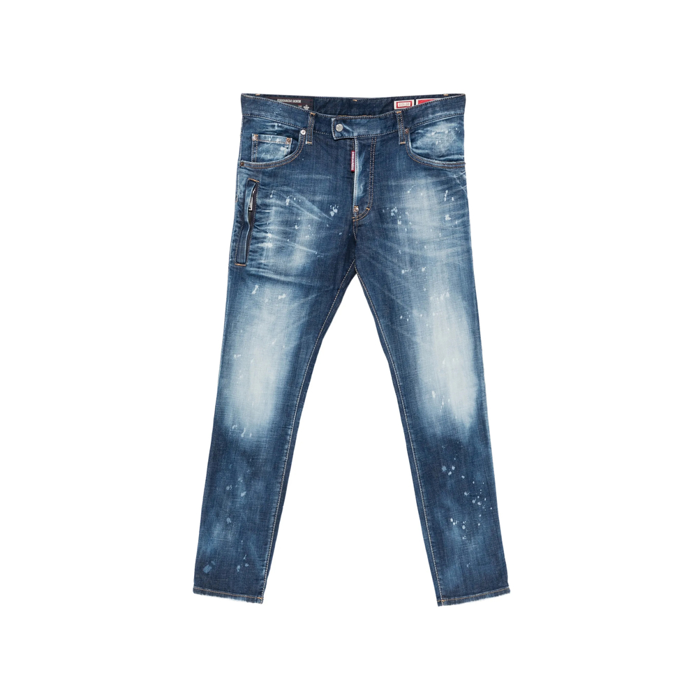 Paint-Splatter Whiskered Jeans