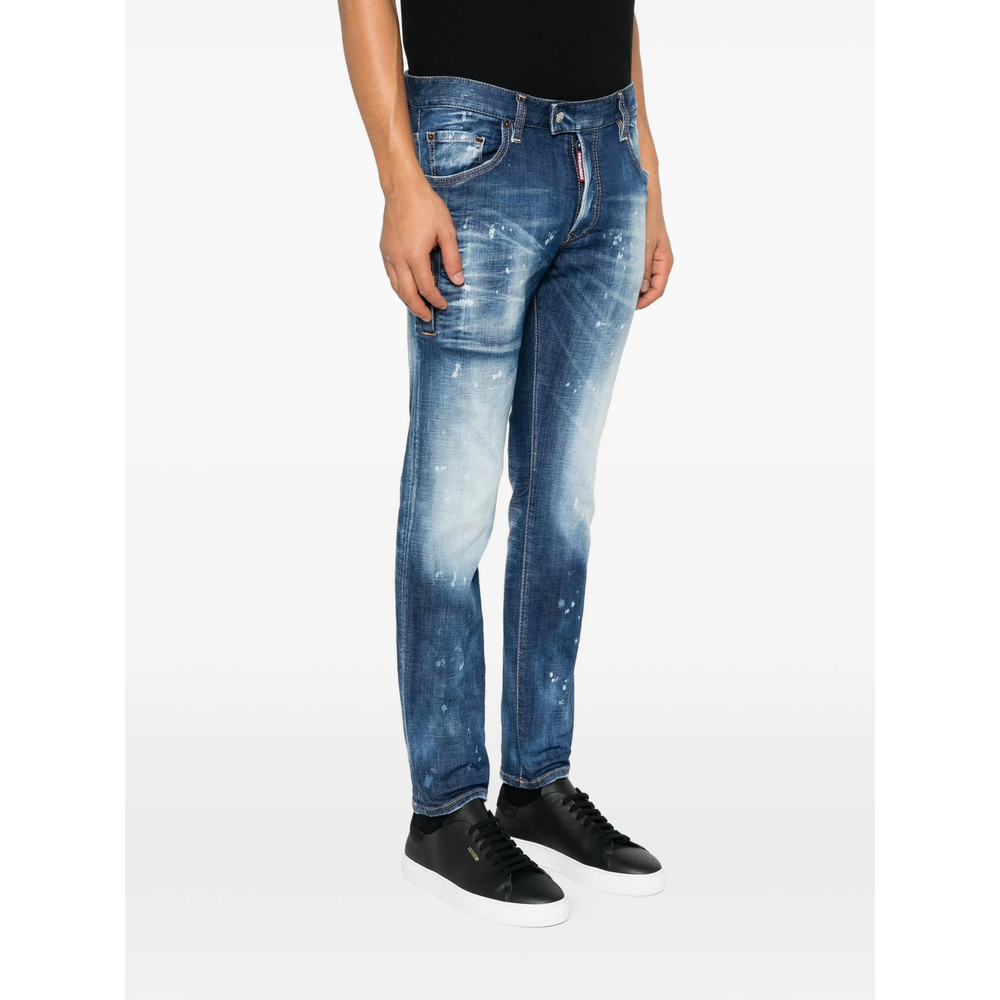 Paint-Splatter Whiskered Jeans