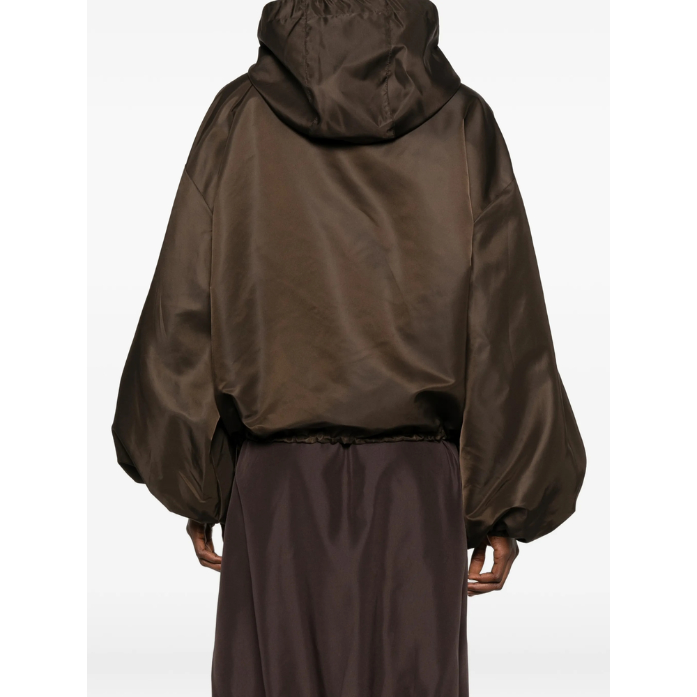 Hooded Balloon-Sleeve Jacket