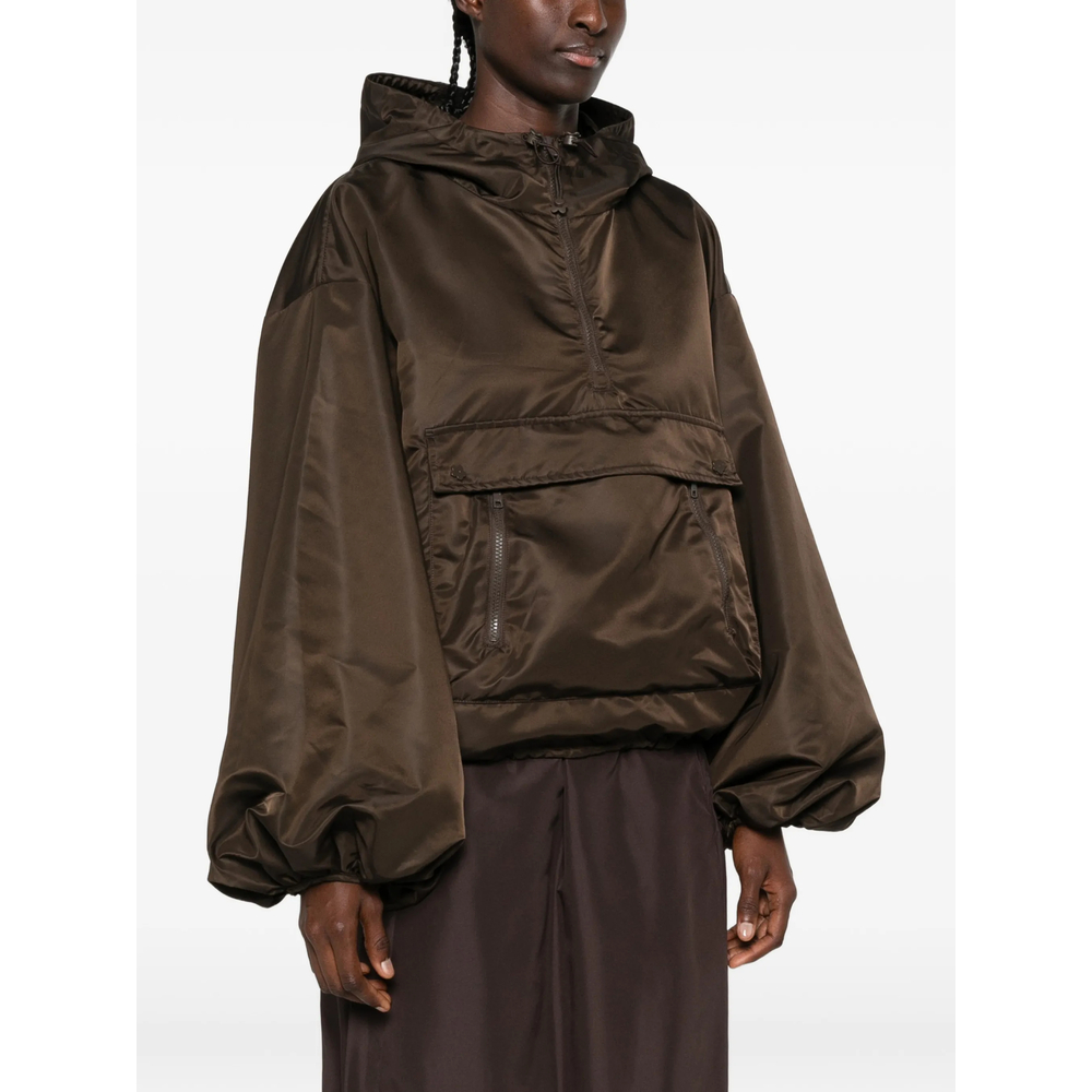 Hooded Balloon-Sleeve Jacket