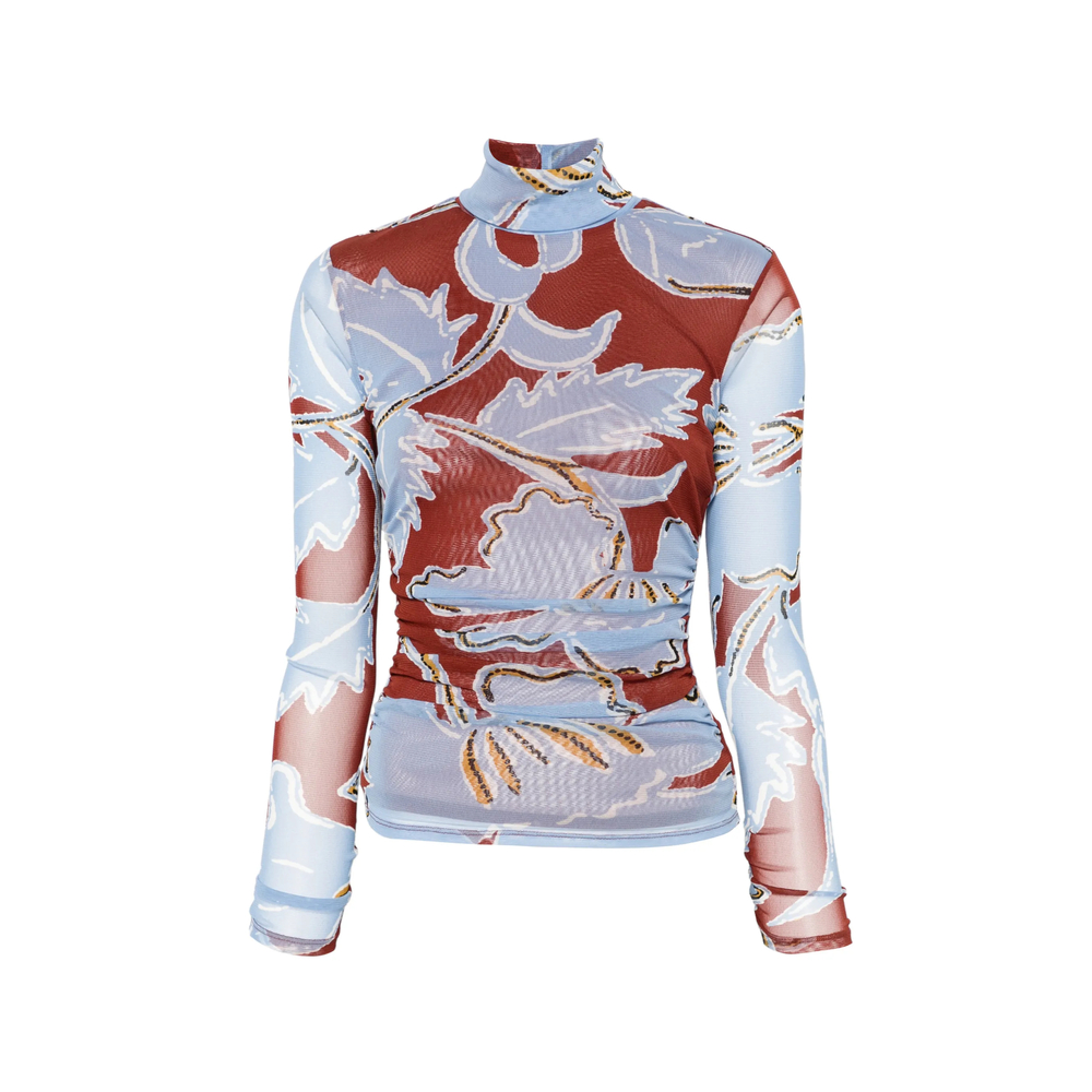 Logan Floral-Print High-Neck Top