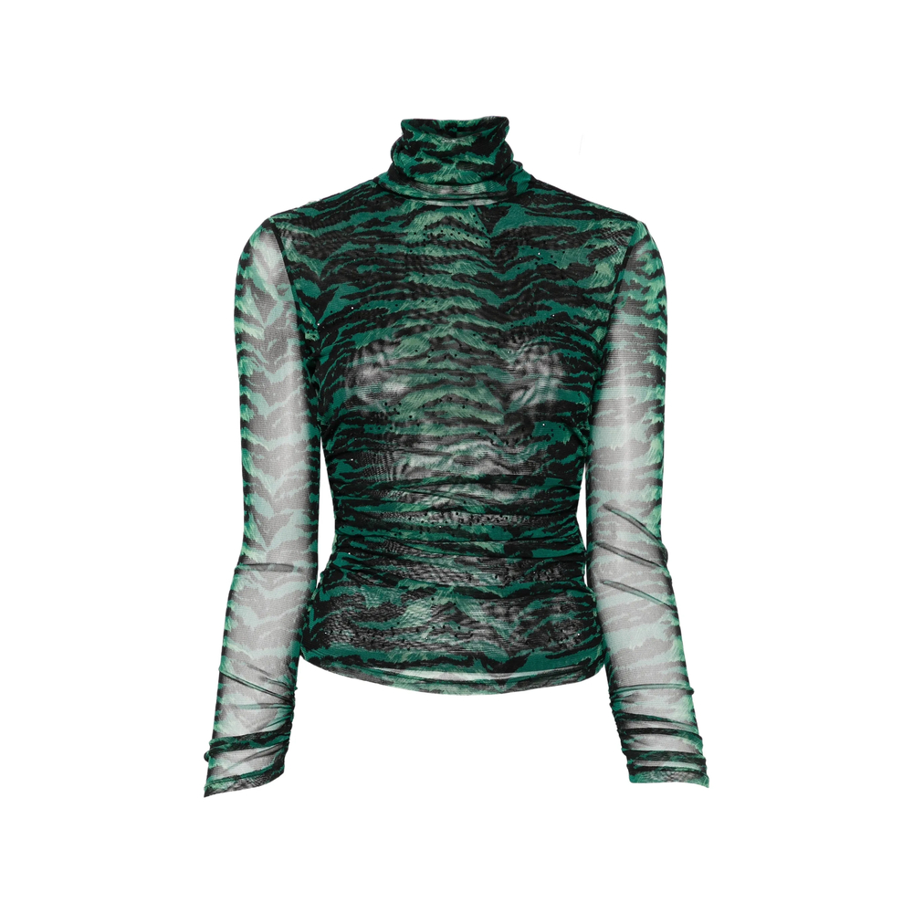 Logan Tiger-Print Turtleneck Top