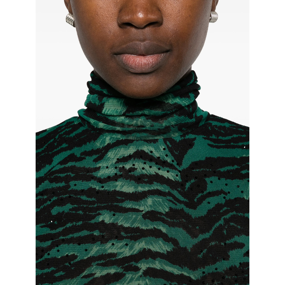Logan Tiger-Print Turtleneck Top