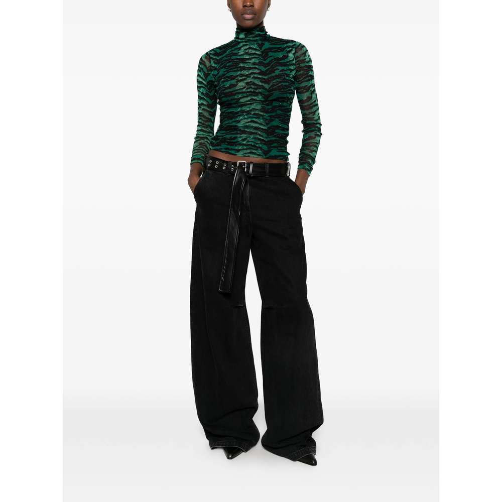 Logan Tiger-Print Turtleneck Top