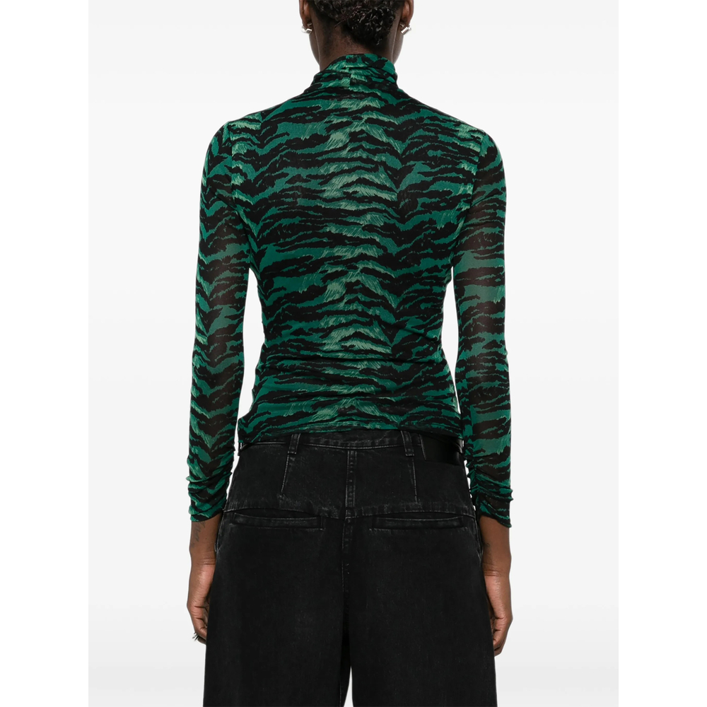 Logan Tiger-Print Turtleneck Top