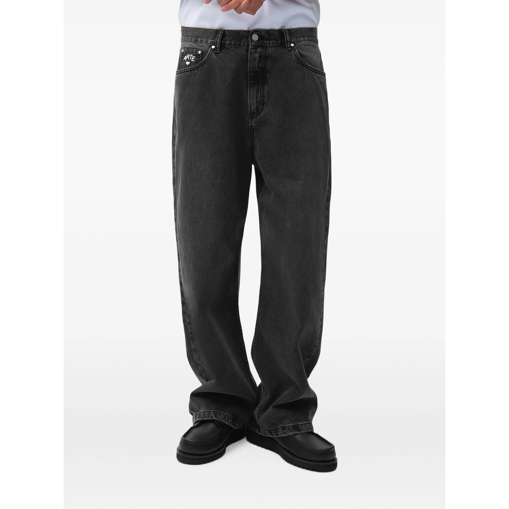 Faded-Effect Logo-Patch Jeans