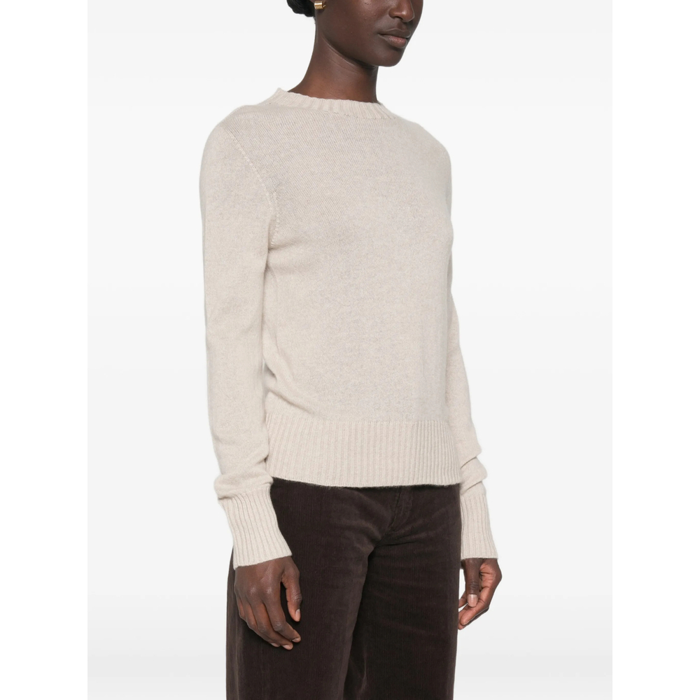 Ribbed-Trim Crew Neck Sweater