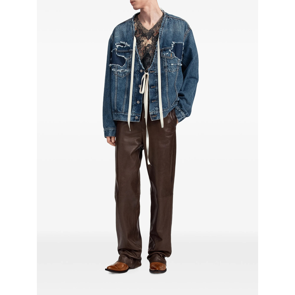 Distressed V-Neck Jacket