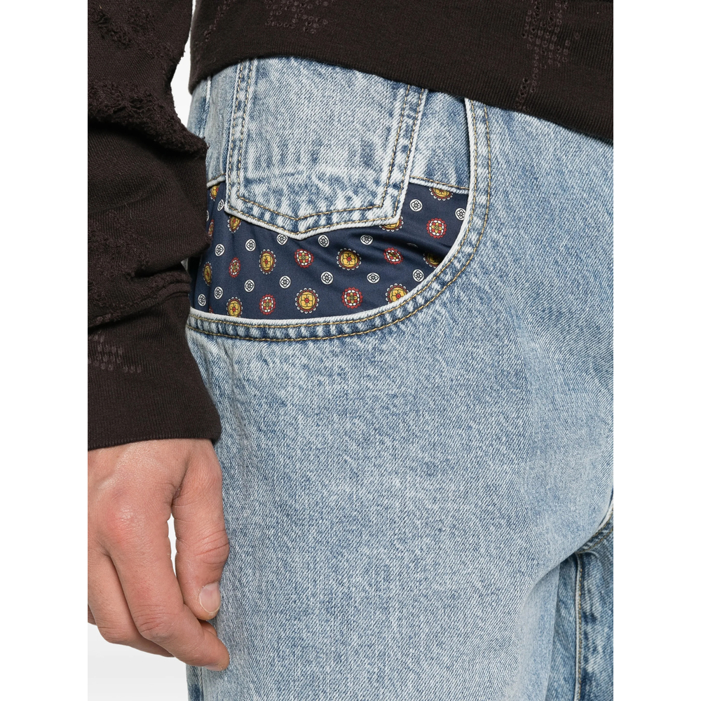Paisley-Print Insert Jeans