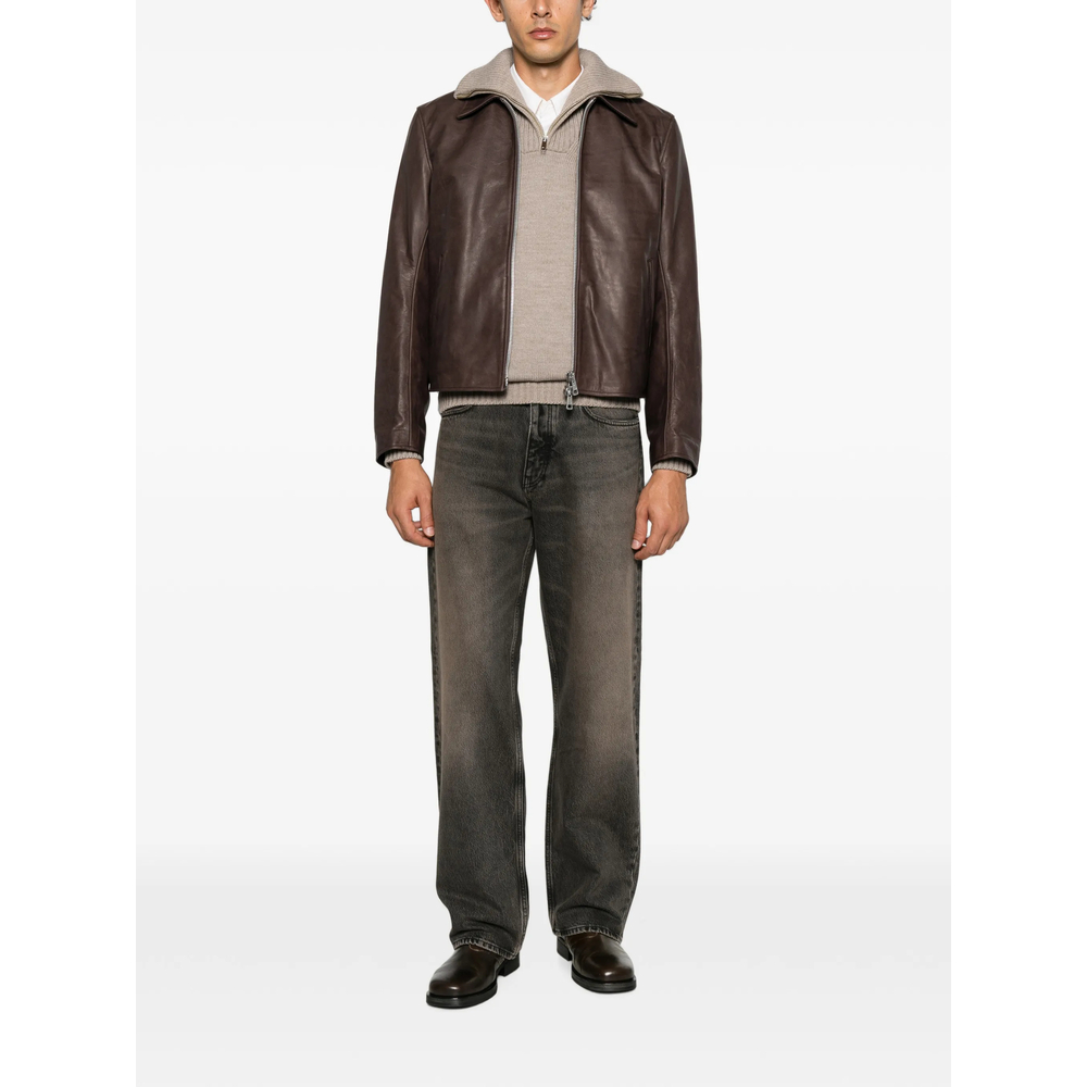 Faded-Effect Loose-Leg Jeans