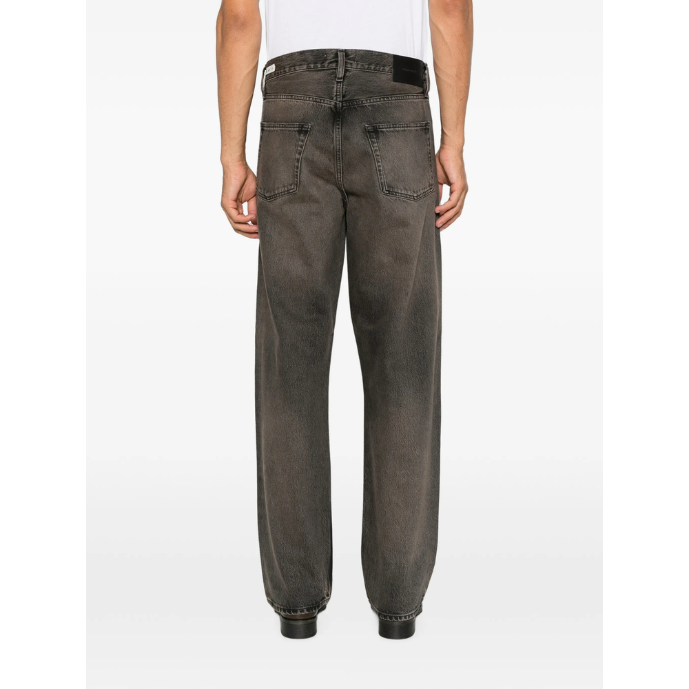Faded-Effect Loose-Leg Jeans