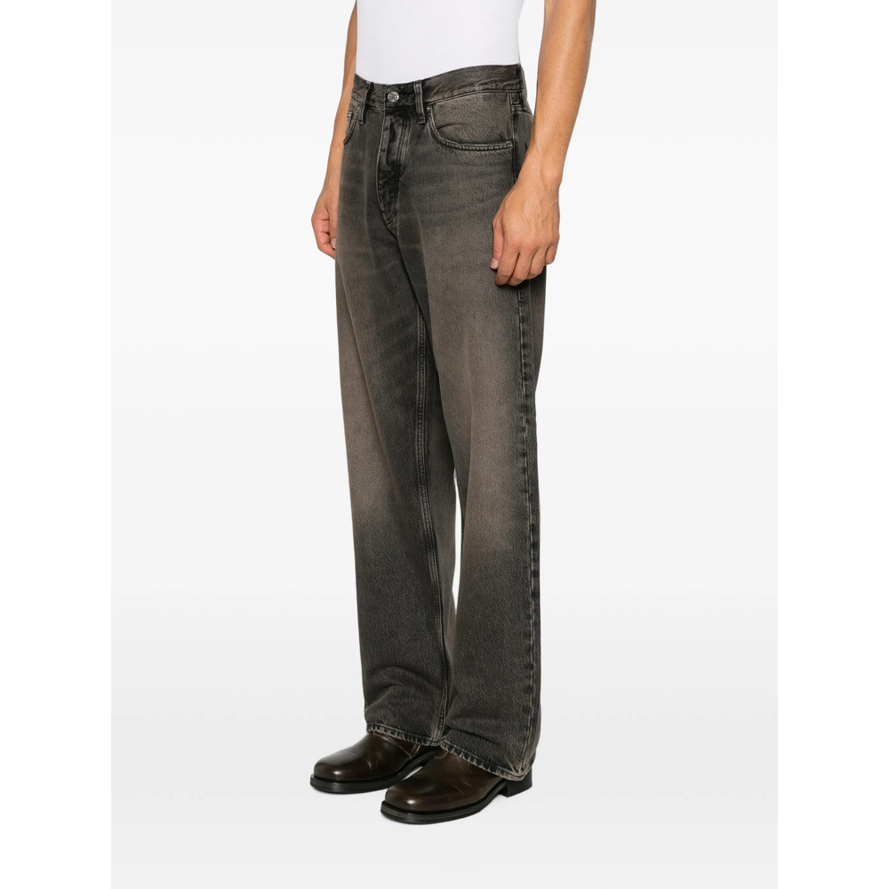 Faded-Effect Loose-Leg Jeans