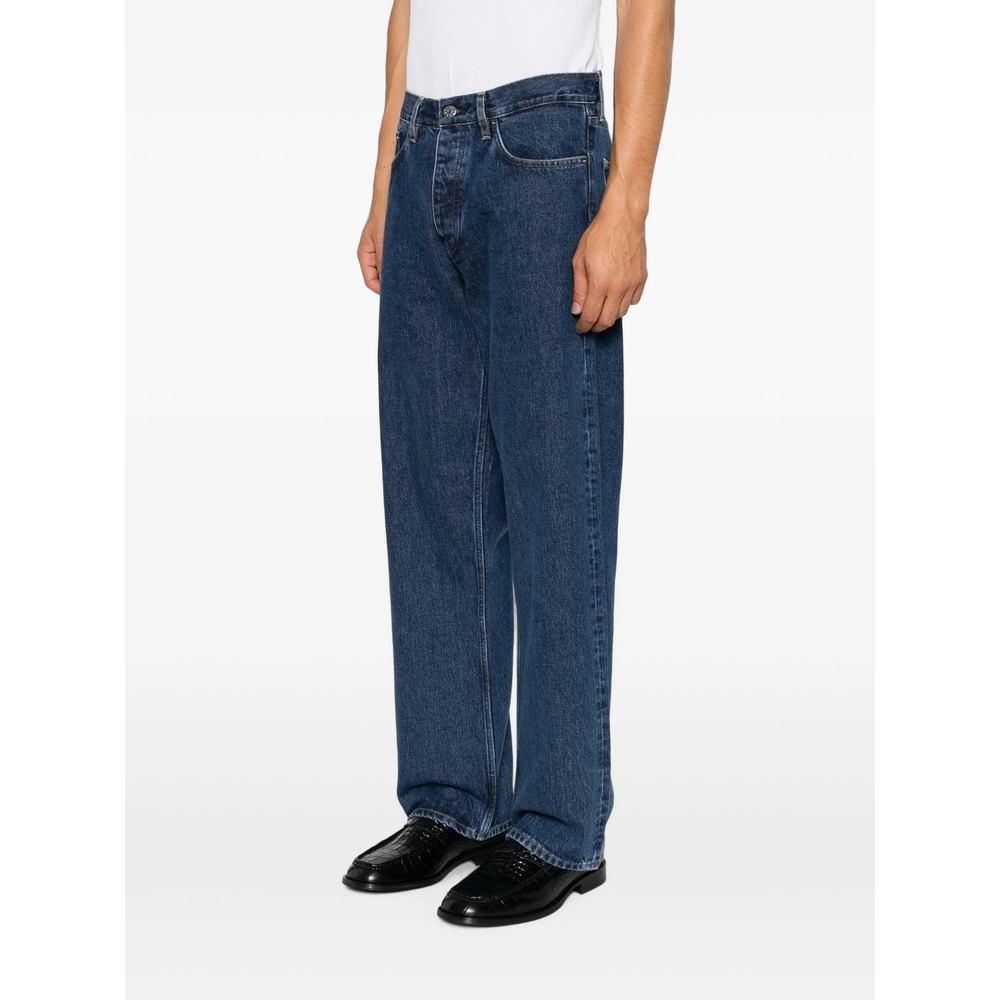 Loose Logo-Patch Straight-Leg Jeans