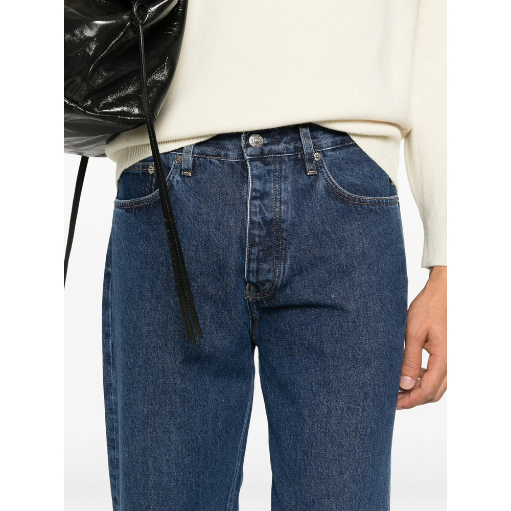 Loose Logo-Patch Straight-Leg Jeans