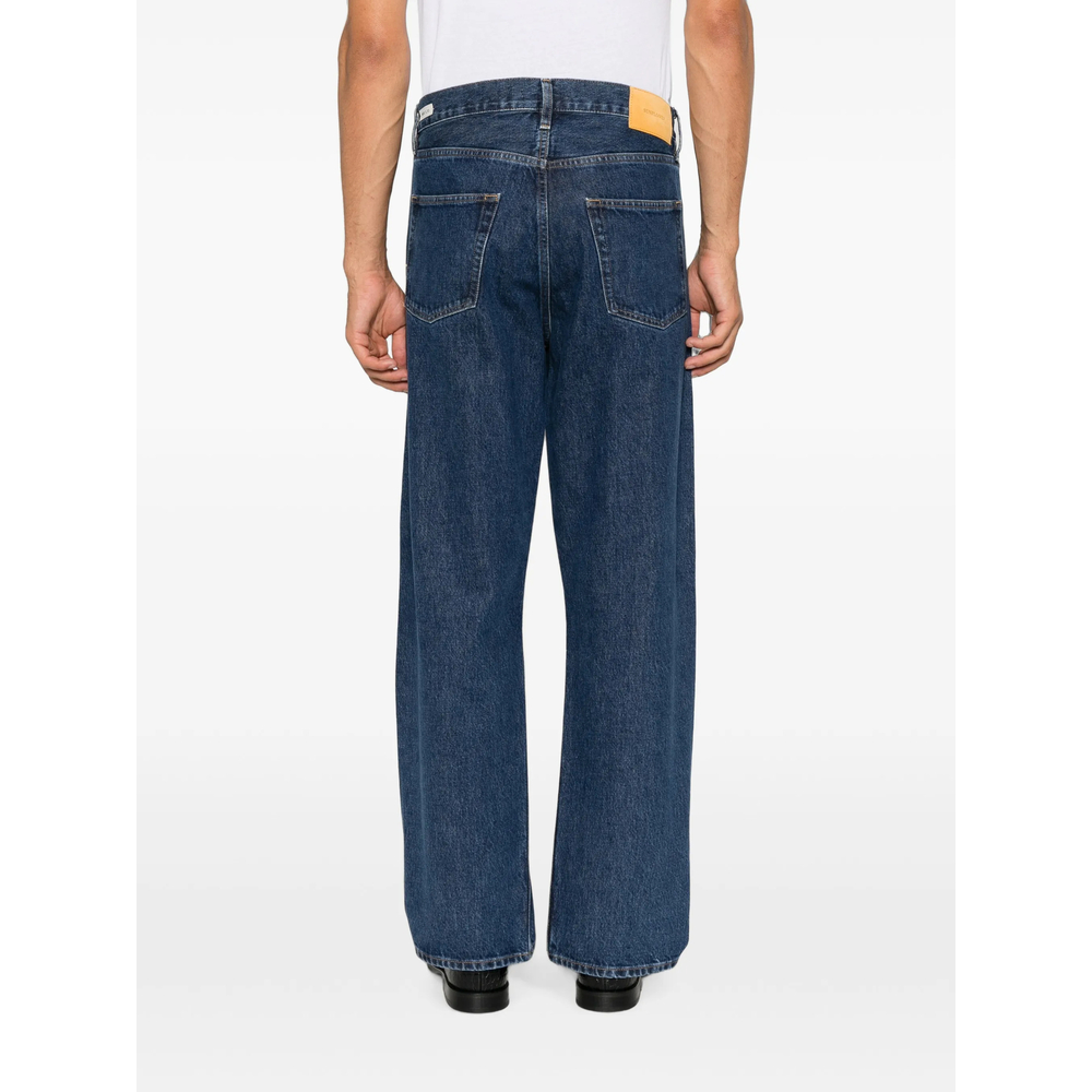 Loose Logo-Patch Straight-Leg Jeans