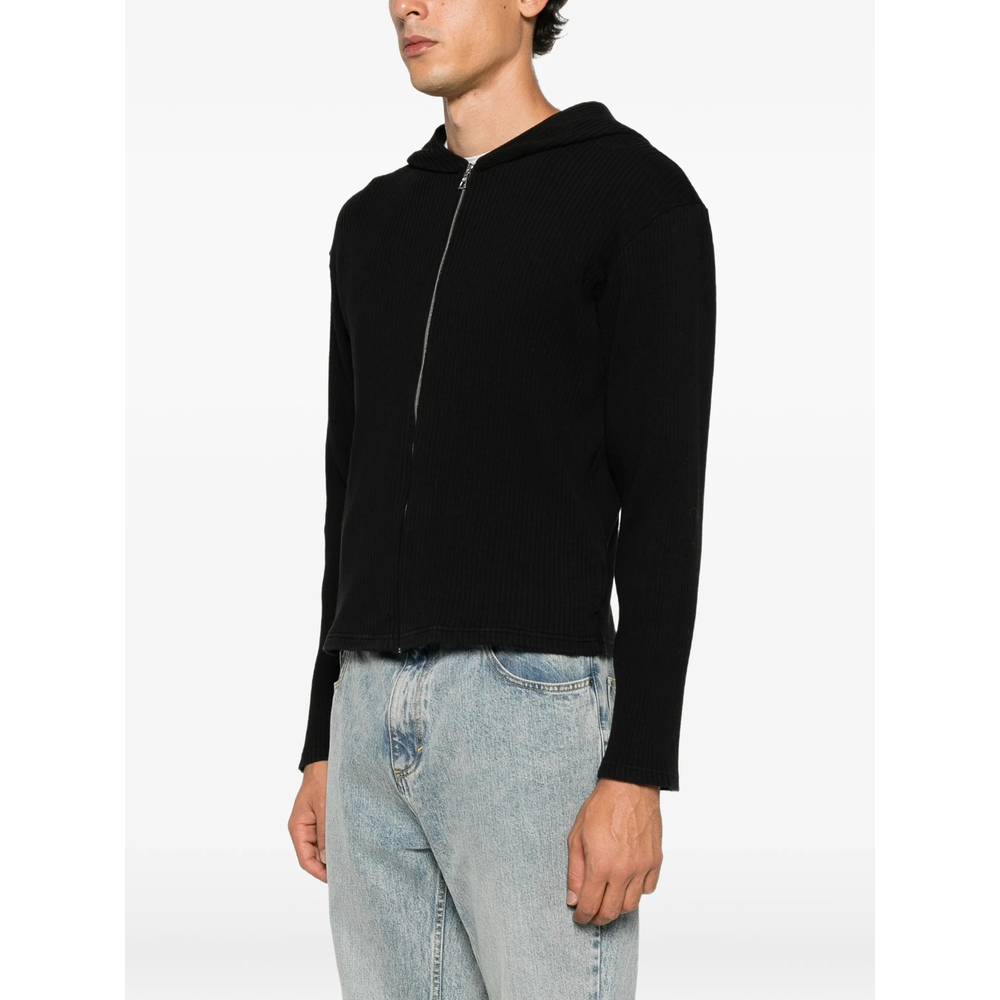 Ribbed-Knit Zip-Up Hoodie