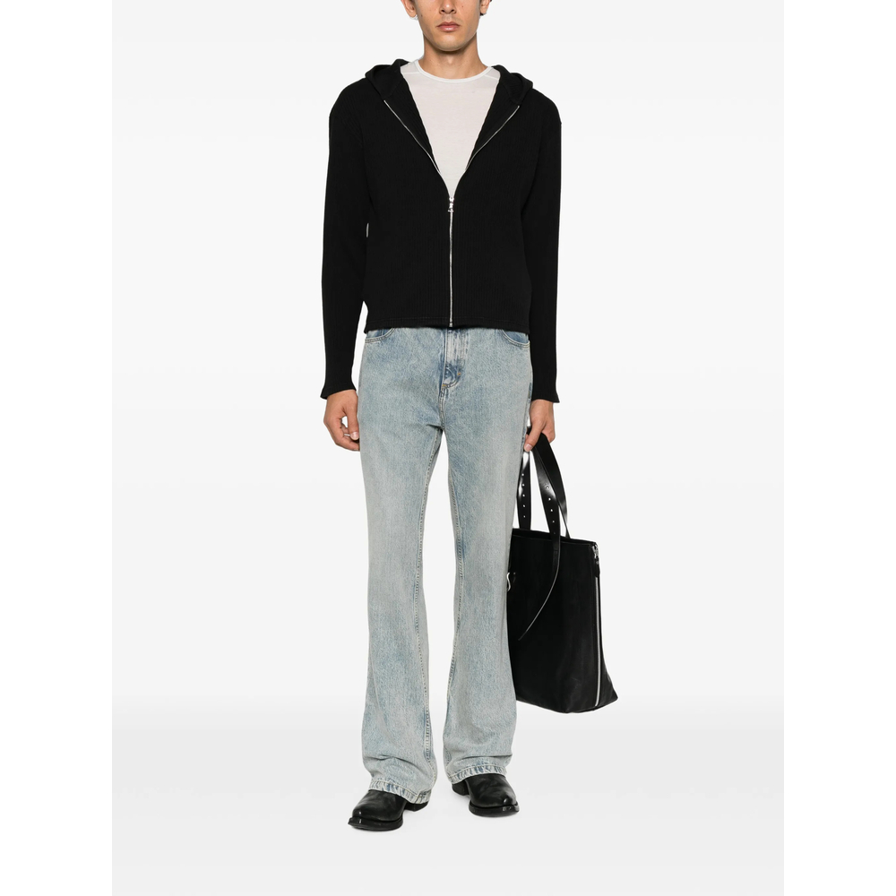 Ribbed-Knit Zip-Up Hoodie