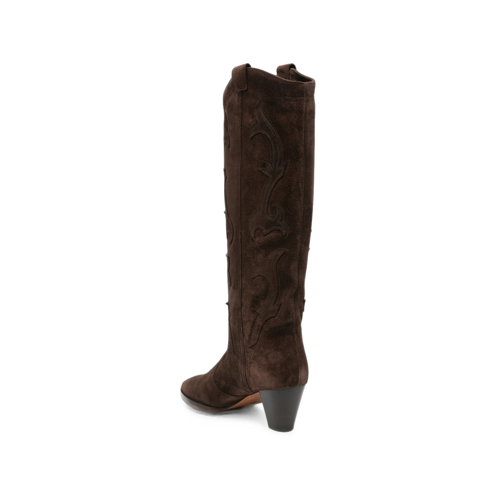 Embroidered Suede Boots