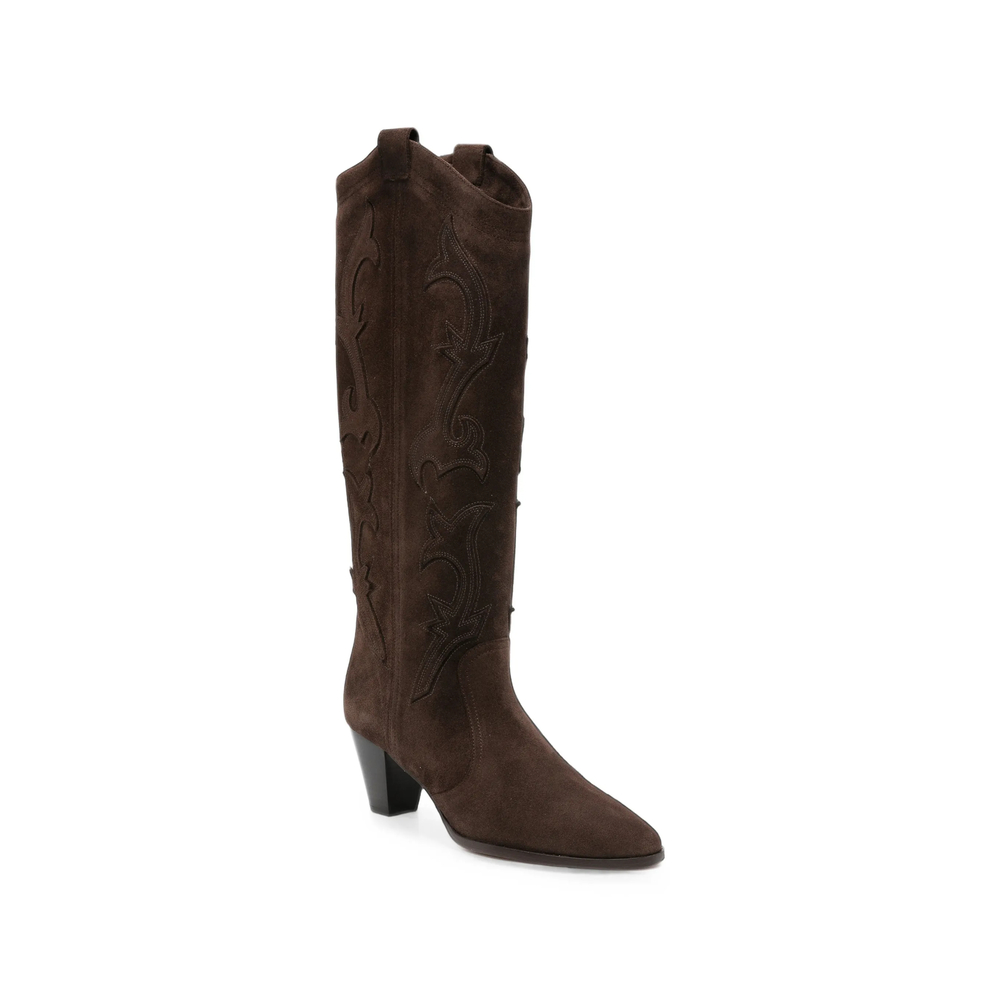 Embroidered Suede Boots