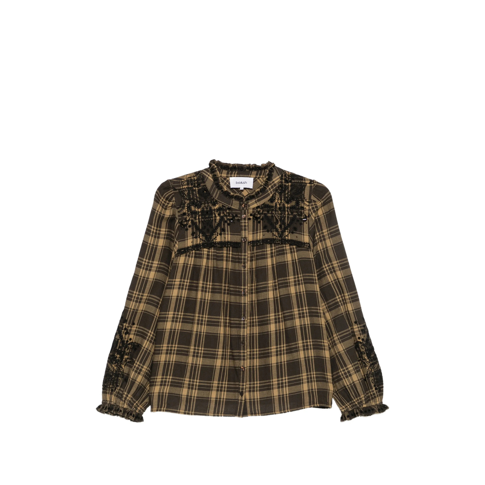 Ba & sh Kaela Embroidered Checked Blouse