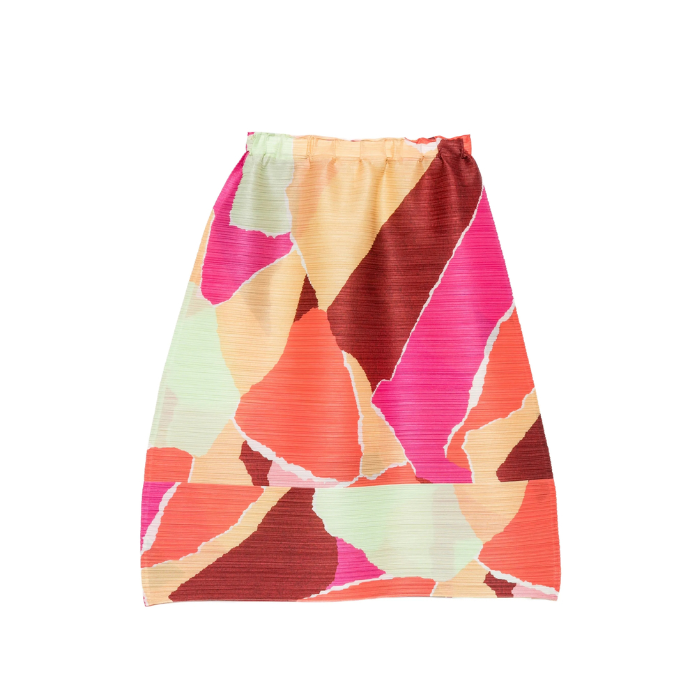 Pleats Please Issey Miyake Pleated Abstract-print Skirt