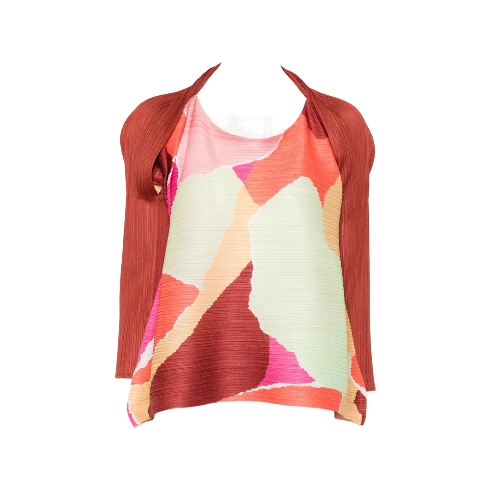 Pleats Please Issey Miyake Pleated Abstract-print Top