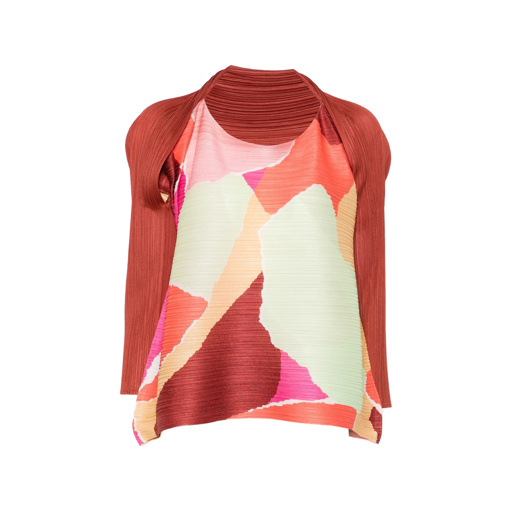 Issey Miyake Pleated Abstract-Print Top