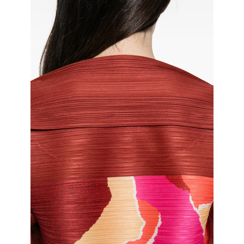 Issey Miyake Pleated Abstract-Print Top
