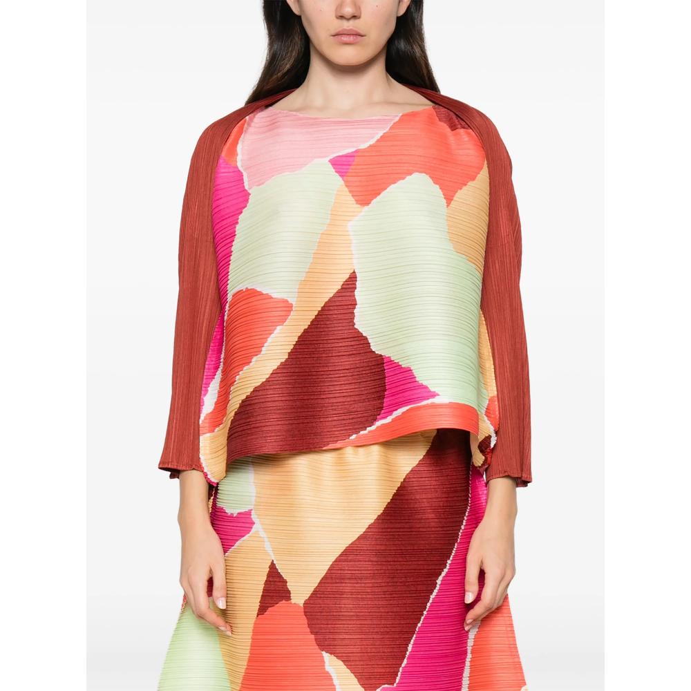 Issey Miyake Pleated Abstract-Print Top