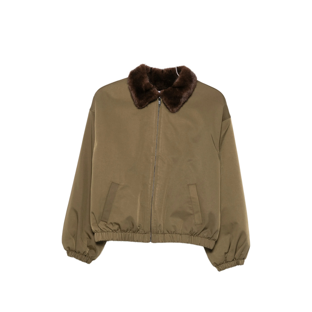 Eleh Faux-fur-collar Jacket In Green
