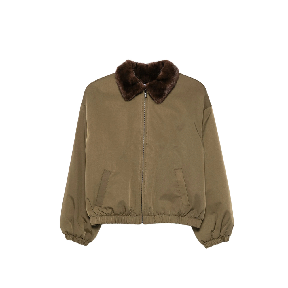 Faux-Fur Collar Bomber Jacket
