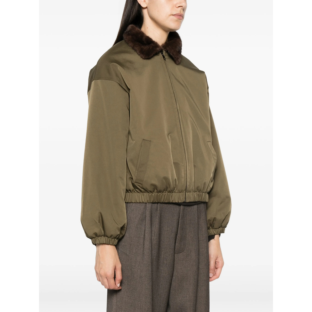 Faux-Fur Collar Bomber Jacket