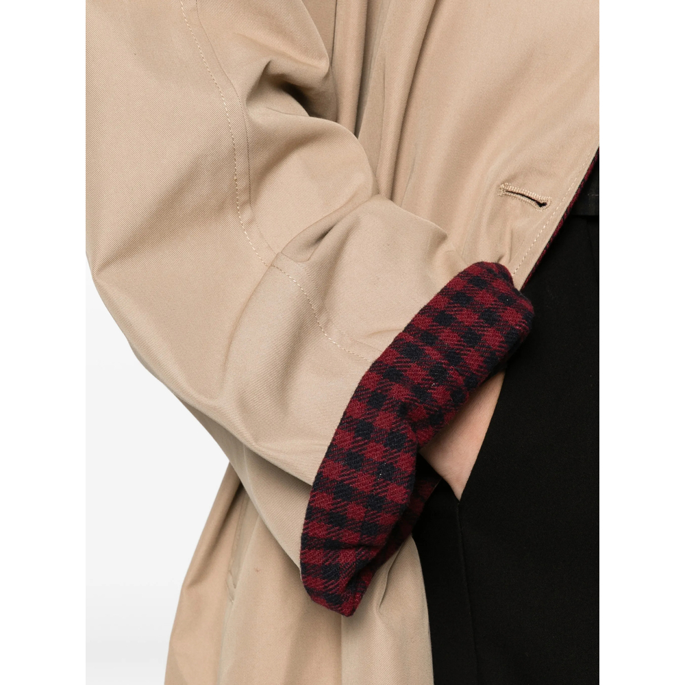 Reversible Gingham-Print Coat