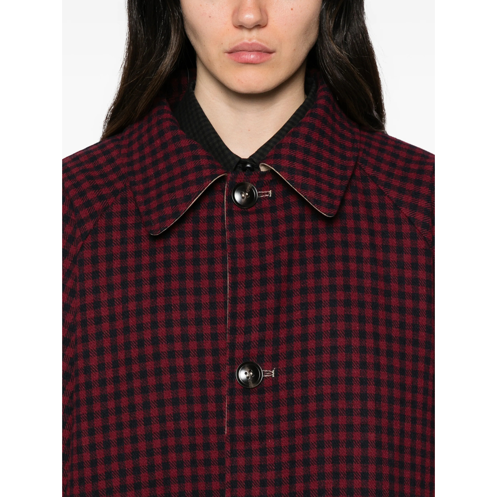 Reversible Gingham-Print Coat