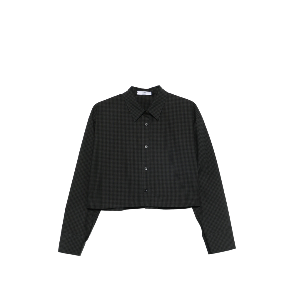 Eleh Check-pattern Cropped Shirt In Black