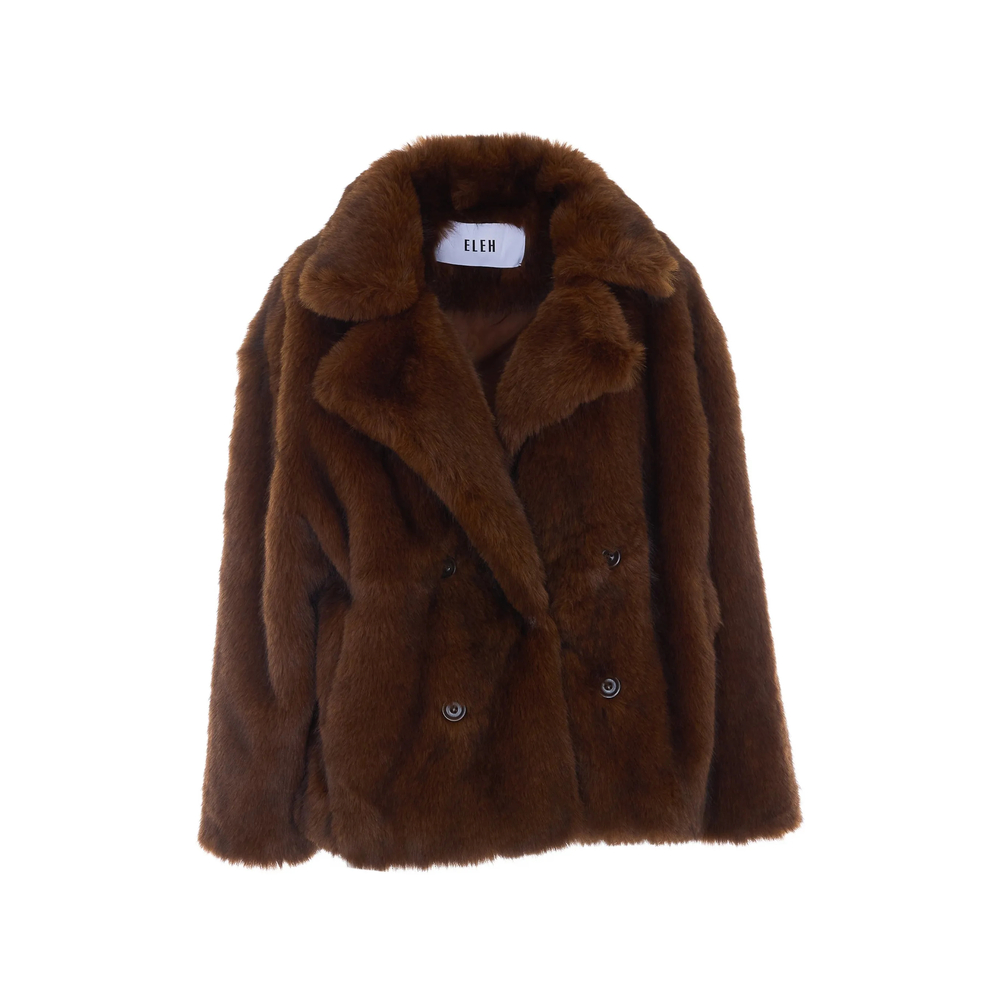 Faux-Fur Double-Breasted Jacket