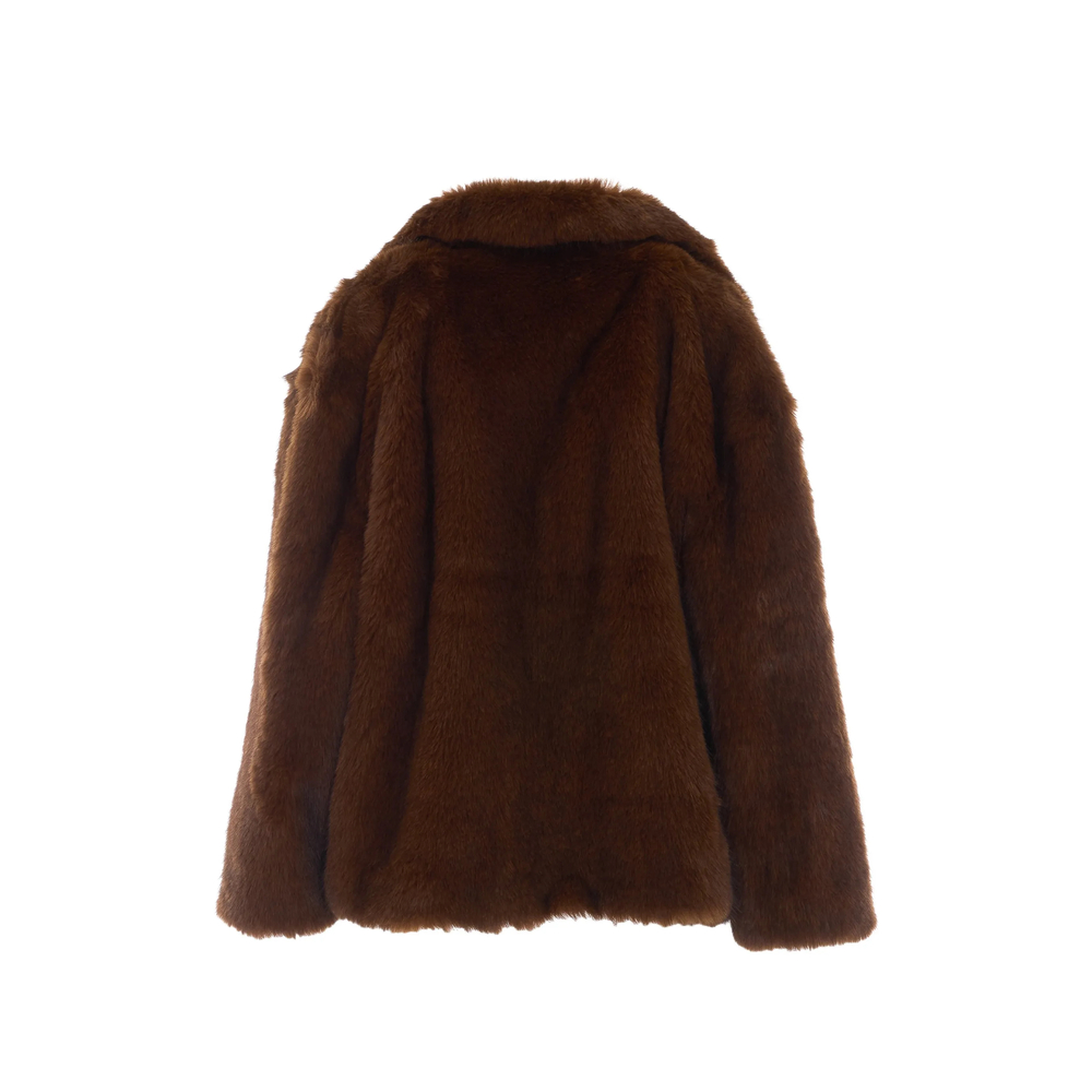Faux-Fur Double-Breasted Jacket