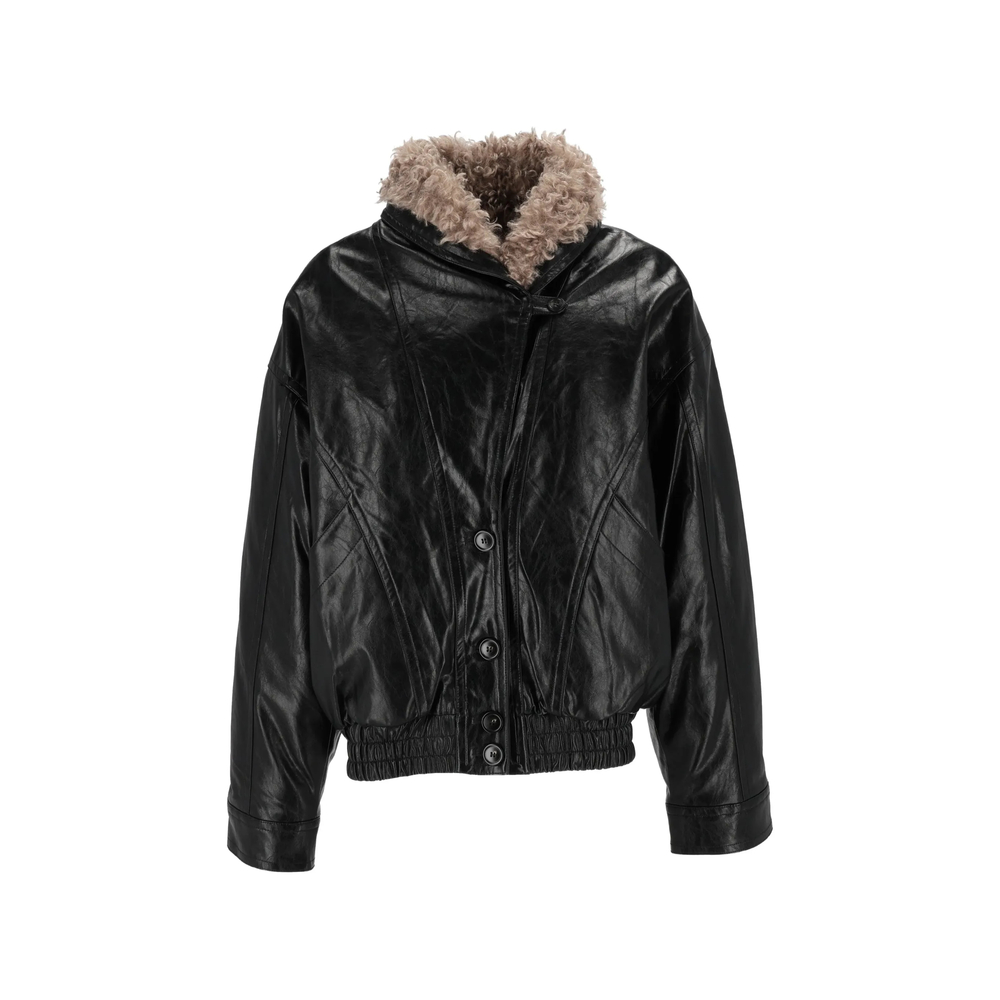 Shearling-Collar Panelled Oversized Jacket