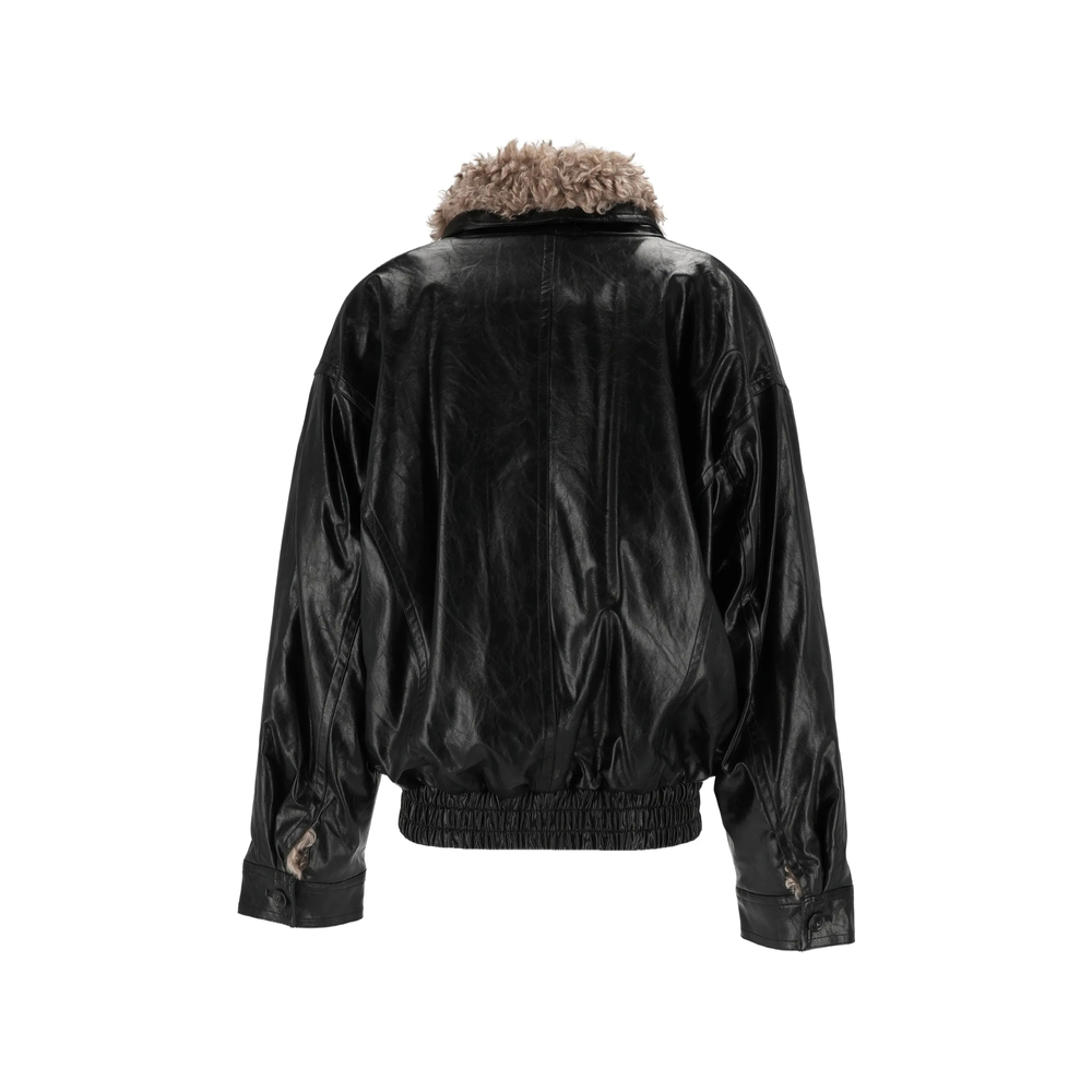 Shearling-Collar Panelled Oversized Jacket