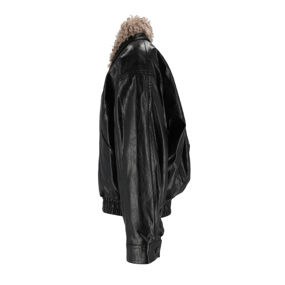 Shearling-Collar Panelled Oversized Jacket