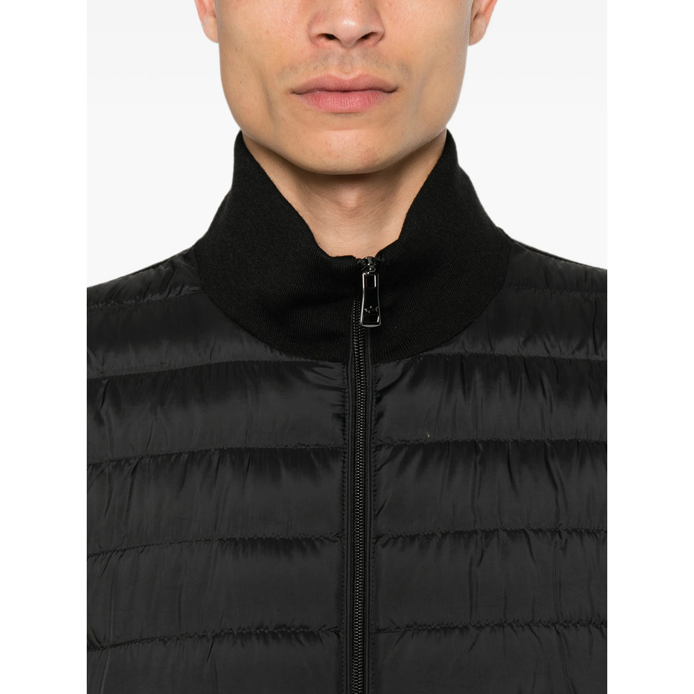 Quilted-Panel Zip-Up Sweater