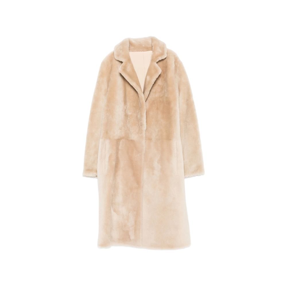 Yves Salomon Shearling Coat In Neutral
