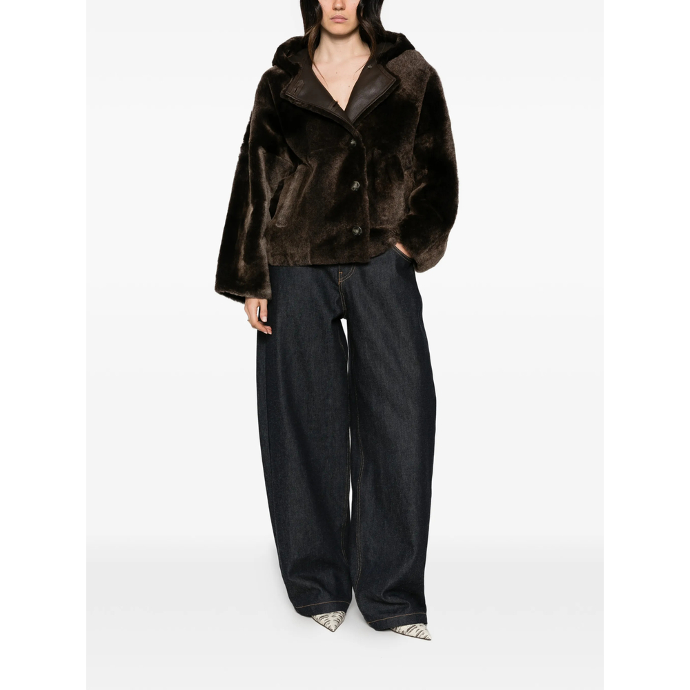 Hooded Button-Fastening Jacket