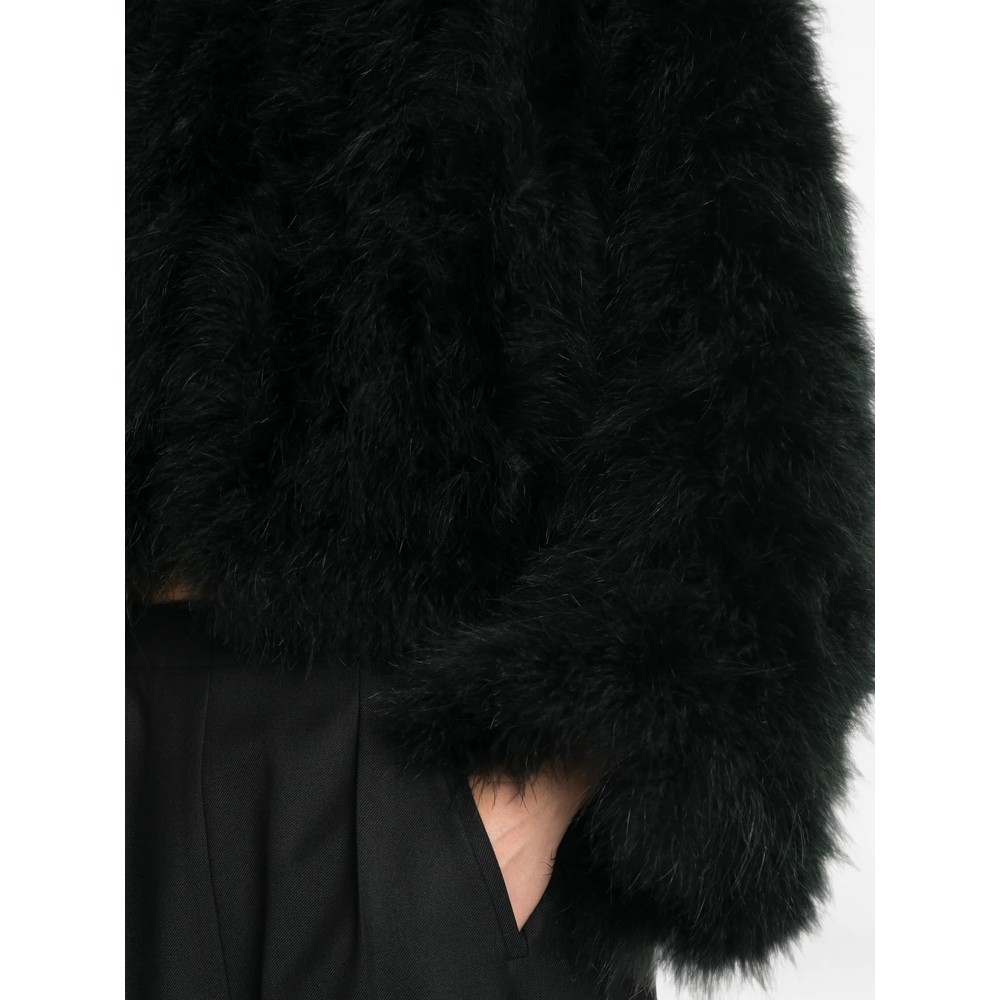 Feather-Trim Cropped Jacket